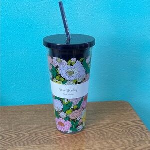Vera Bradley Multicolor Floral Poppies Tumbler with Straw 24oz